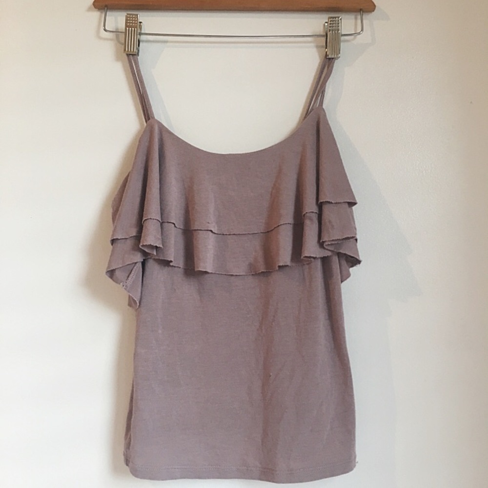 Ruffled mauve tank top